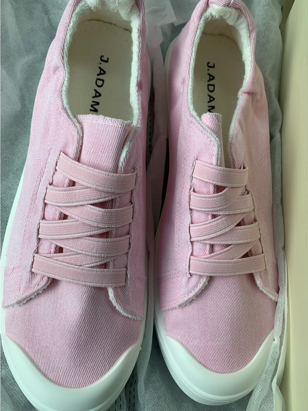 J Adam’s Pink Canvas Slip-On Sneakers for Women Taylor style